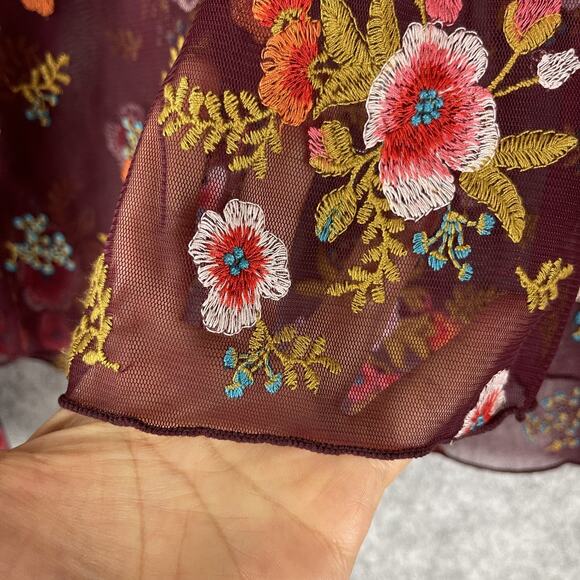 Anthropologie Feather Bone Giralda Top Womens Medium Floral Embroidered Fairy - Picture 7 of 16